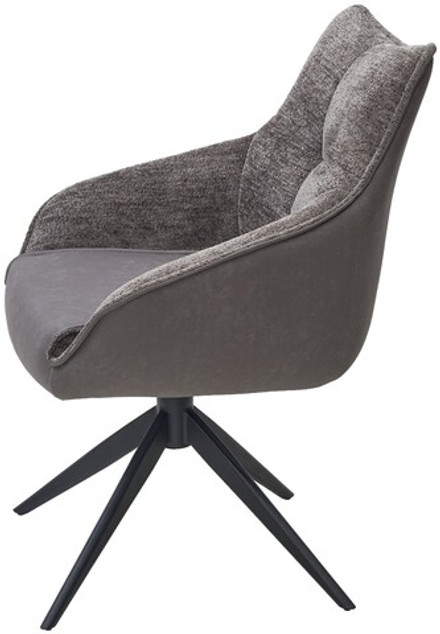 Стул М-City DISAUR Фабиан (Fabian) 360Град.  Серый 464, Экокожа, Серый 132, ткань, Черный каркас