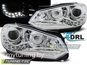 Передние фары VW Golf 6 daylight tru drl chrome
