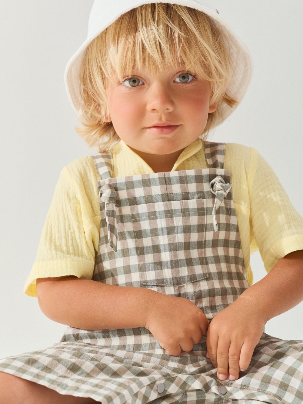 Полукомбинезон хлопковый "Клетка зеленая" 0+