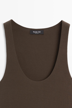 Massimo Dutti Платье миди с объемными деталями, хаки