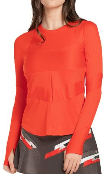 Женская теннисная футболка с длинным рукавом Lucky in Love Tech It Out Reflect Long Sleeve - crimson