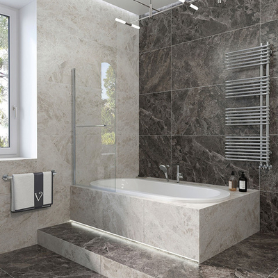 Шторка на ванну Veconi Palau PL-79B, 900x1500, хром, стекло прозрачное