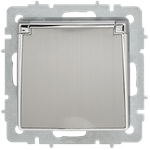 BRITE Розетка 1-местная с заземлением с защитными шторками и крышкой 16А IP44 РСбш10-3-44-БрГН металл хром/никель IEK