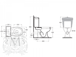 Унитаз напольный с бачком Migliore  Impero  ML.IMP-25.301.BI с рычагом смыва бронза