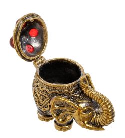 Народные промыслы AM-2190 Фигурка «Слон-сундучок» (латунь, янтарь)