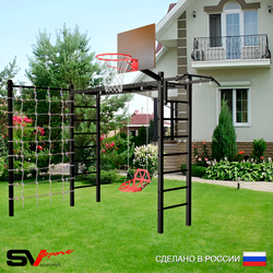Уличная шведская стенка Sv Sport рукоход с комплектом турник прямой У5374К (Турник/Со спинкой/Щит баскет/Сетка)