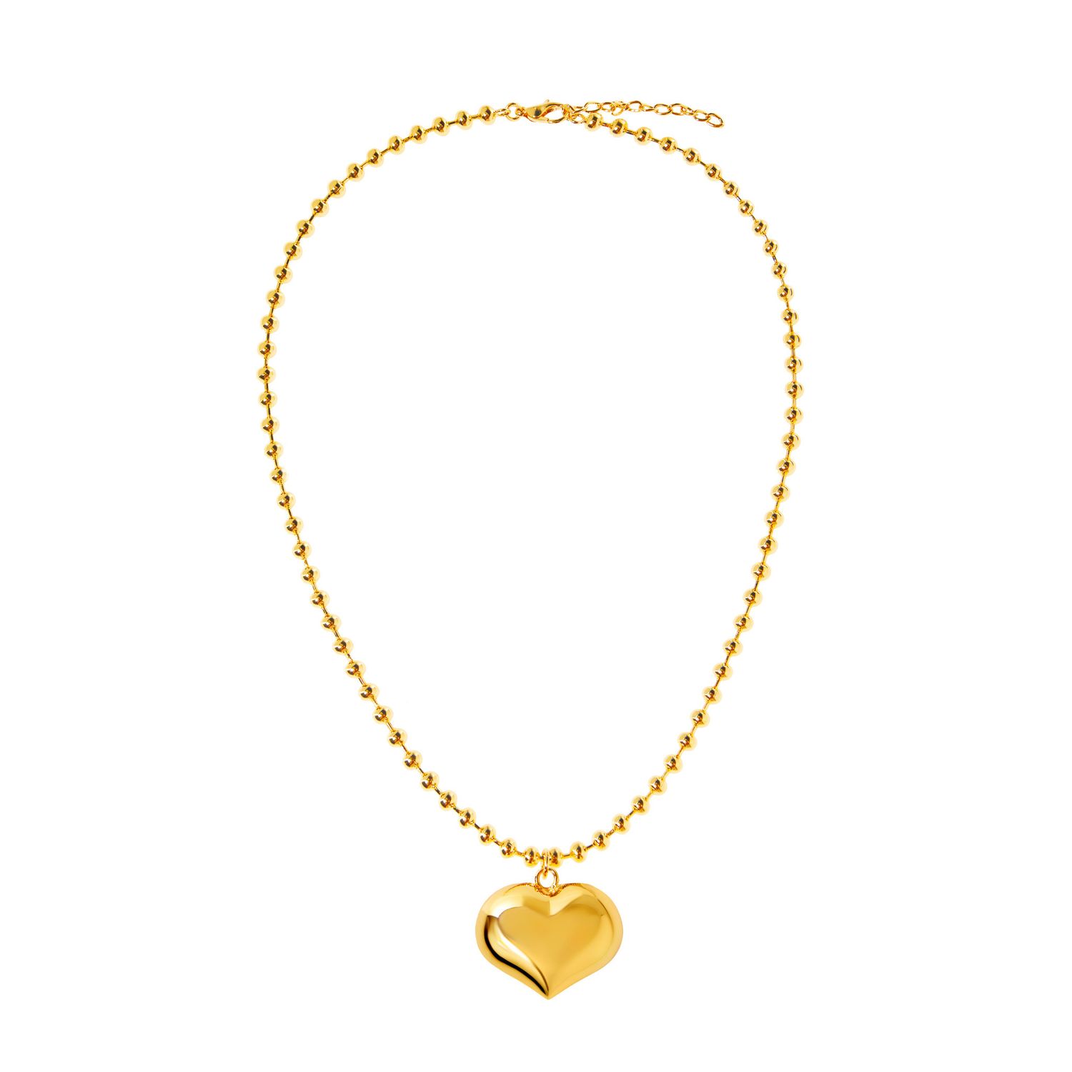 Колье Gold Chain Of Balls Necklace - Big Heart