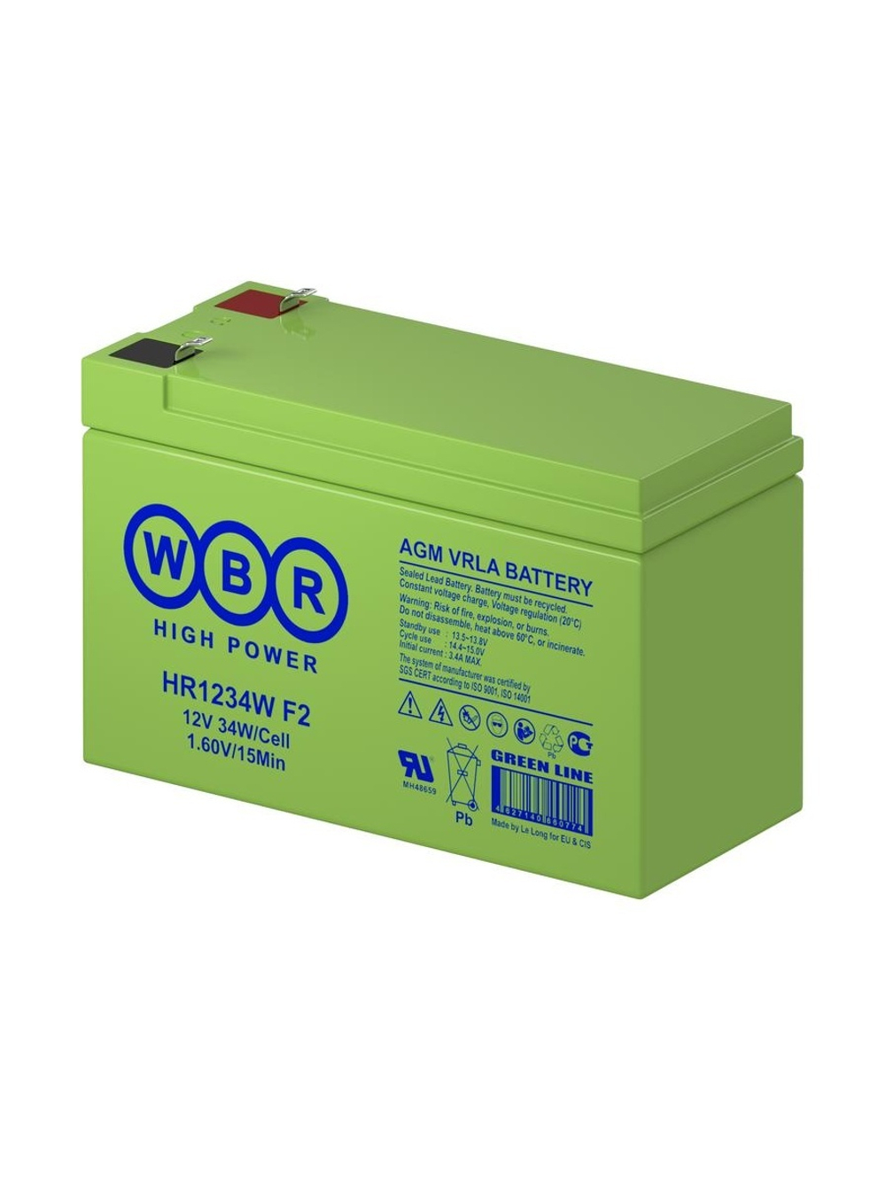 Аккумулятор 12В 9А.ч WBR HR1234W F2 WBR
