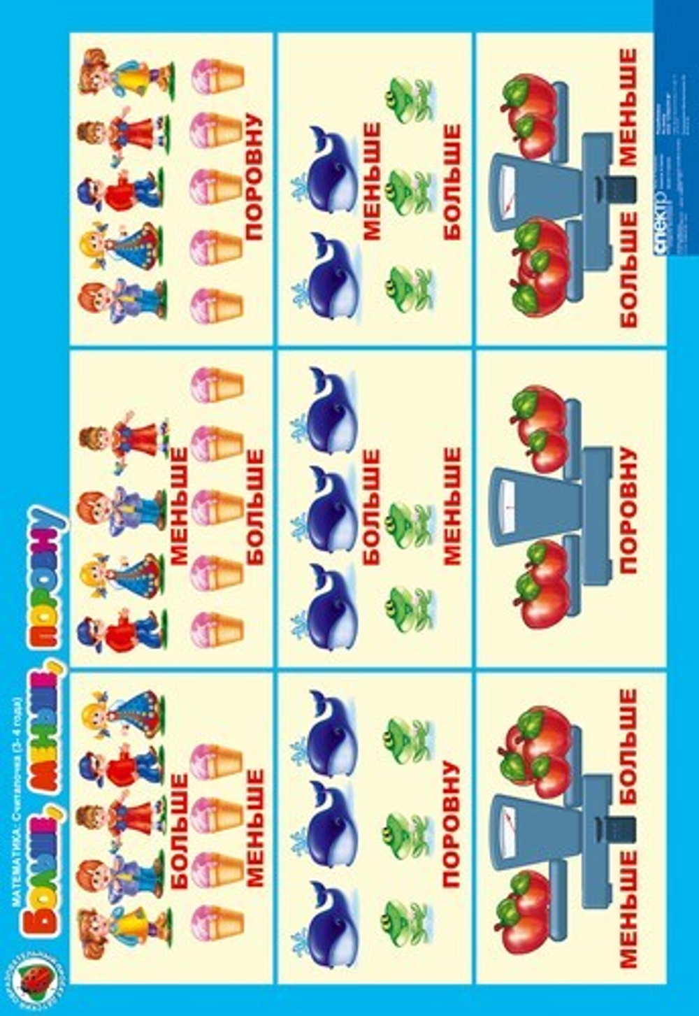 Комплект таблиц Математика 3-4 года "Считалочка". (8 таблиц+16 карт.)