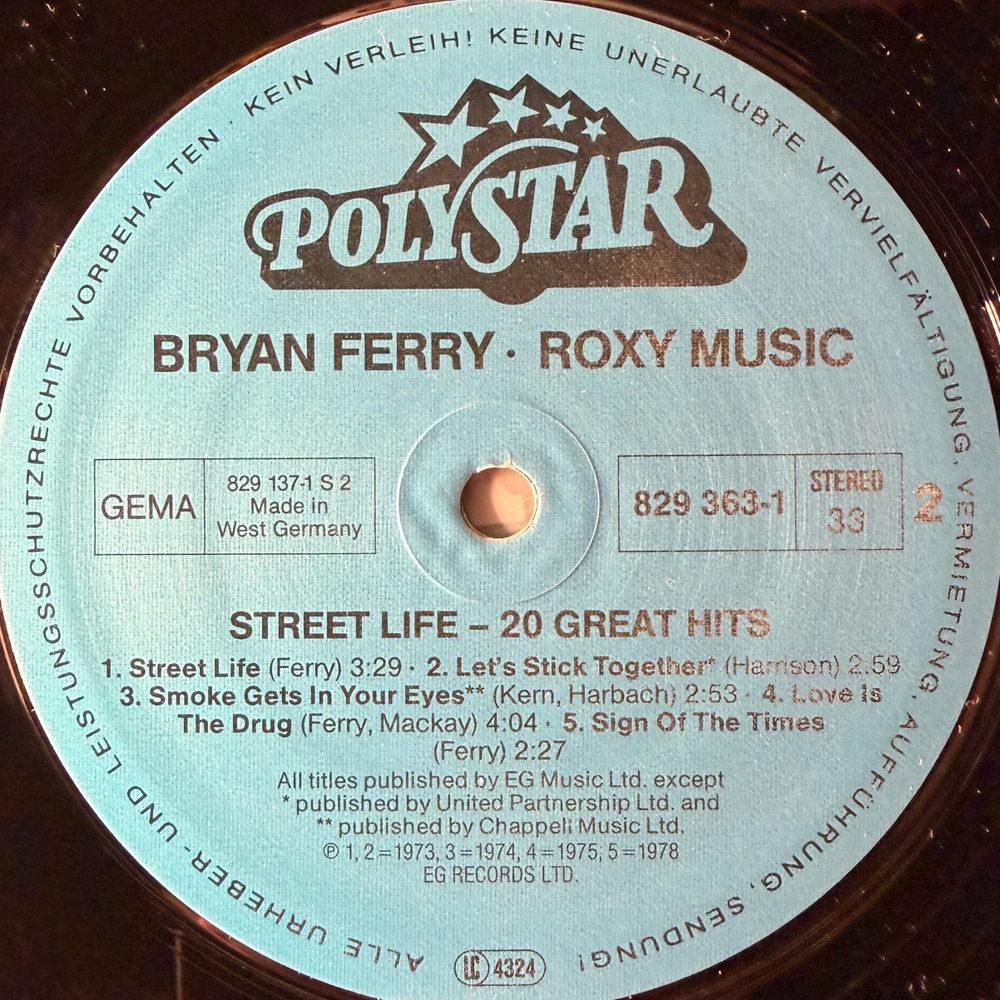 Roxy Music / Bryan Ferry ‎– Street Life - 20 Great Hits 2LP (Германия 1986г.)Т