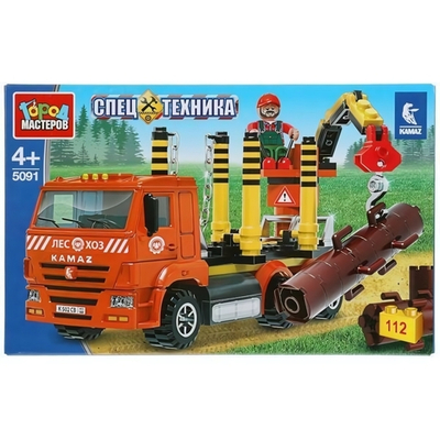 Конструктор пластмассовый камаз: ЛЕСОВОЗ, 112 дет. 5091-KK коробка (Город мастеров)