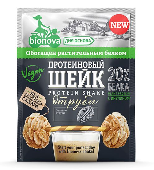 СКИДКА 50% Протеиновый шейк "Bionova" с отрубями, 25г. (шоубокс 14шт)