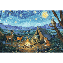 Pazl / Пазлы / Puzzles - "100" Inspired By Art - By the campfire /  The Treflik Family