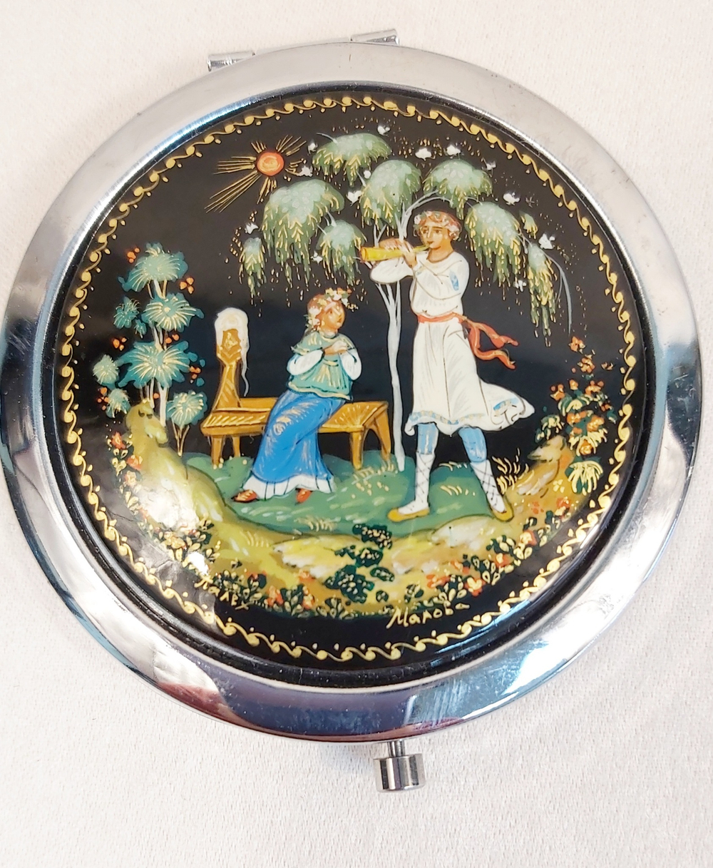 Двустворчатое карманное зеркало "Парочка" (худ. Марова).