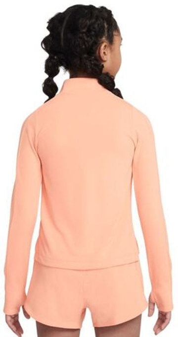 Футболка для мальчика теннисная Топ Nike Girls Dri-FIT Long-Sleeve 1/4-Zip - абрикосовый агат/белый