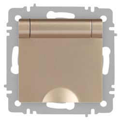 Розетка Intro Accent 6-203-04 2P+E Schuko с крышкой 16А-250В IP20 СУ AL/CU шампань