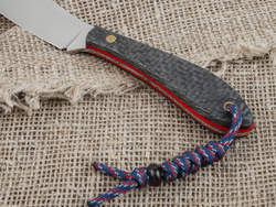 Нож для бушкрафта "Канадец", сталь VG-10/Elmax, рукоять карбон (красный спейсер)