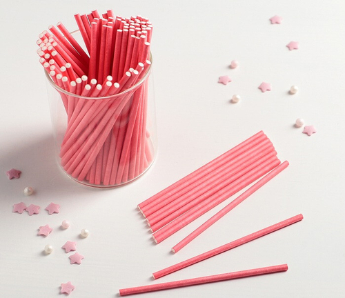 Палочки для кейкпопсов 10x0,2 см (в наборе 100 шт), цвет розовый, 4345975