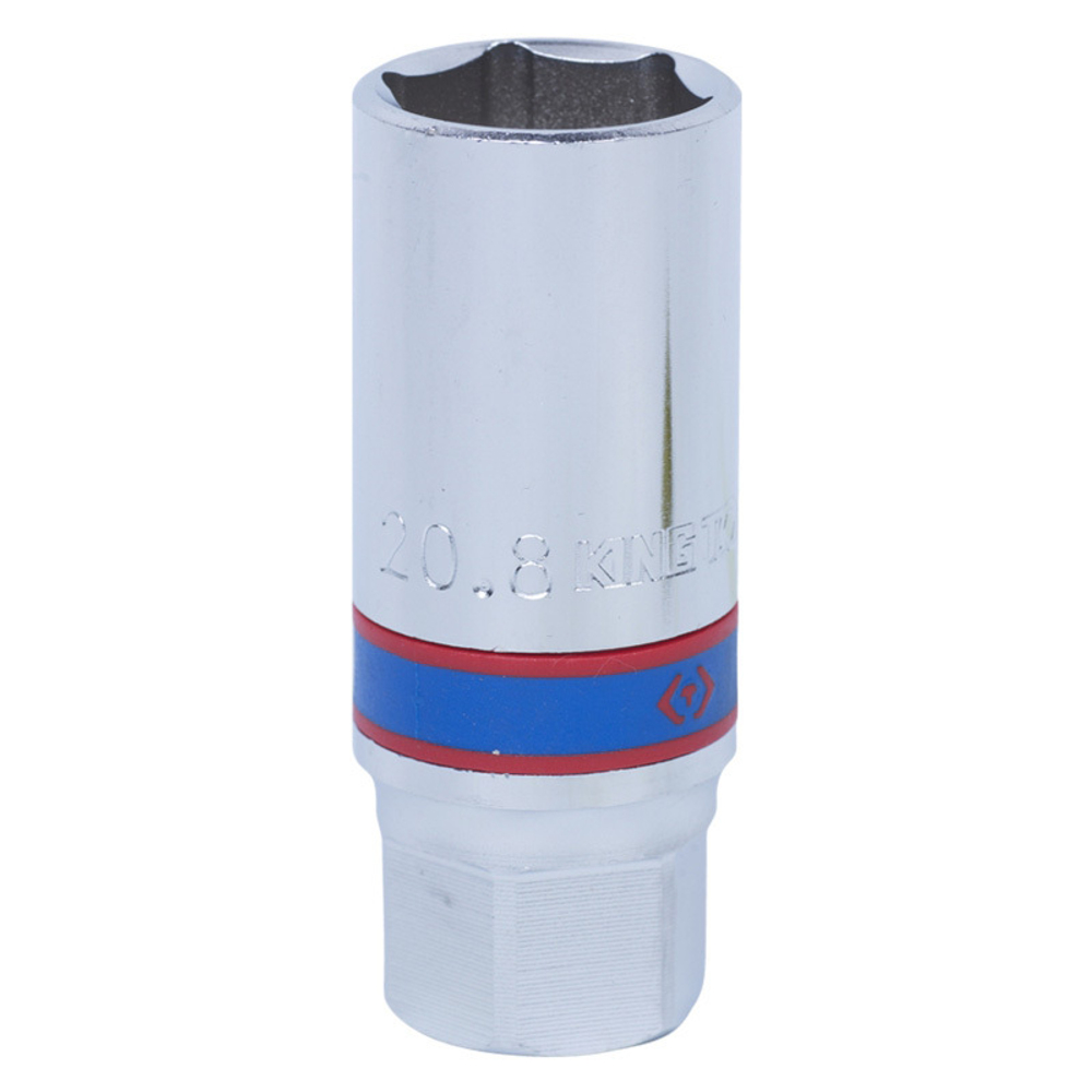 KING TONY (463521R) Головка свечная шестигранная 1/2", 21 мм, резиновый фиксатор