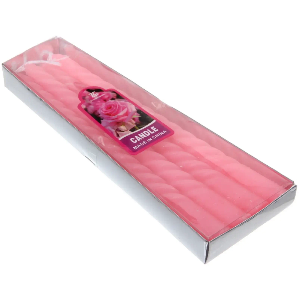 Свеча «Валенсия» (набор 4 шт) 20 см, Розовый (с ароматом розы)
