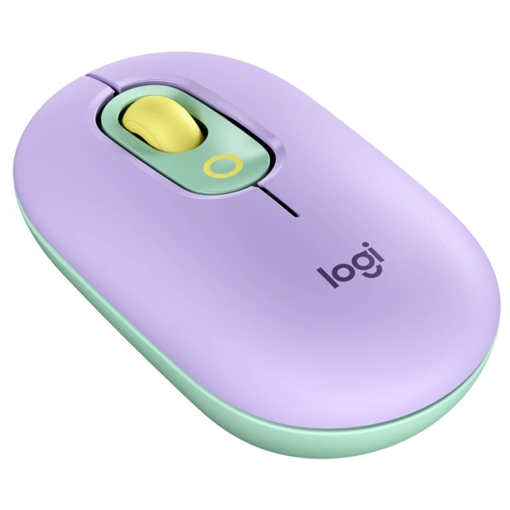 Logitech Мышь беспроводная POP MOUSE WITH EMOJI, оптическая, 4000 dpi, Bluetooth/Радио, фиолетовый/зеленый.
