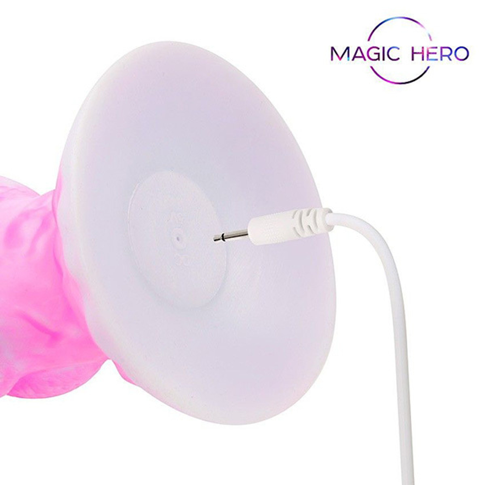 Розовый фантазийный вибратор с 7 режимами возвратно-поступательных движений 23,5см Bior Toys Magic Hero MH-13040