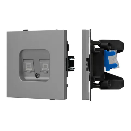 Механизм компьютерной розетки двойной SCT-TENDO-MPC2-PL-GR (RJ-45, CAT6) (Arlight, Графитовый) 054102