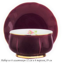 Lenardi 133-366 Набор 6 салатников 12см и 6 тарелок 19см MULTICOLOR в под.уп.(х4)Фарфор