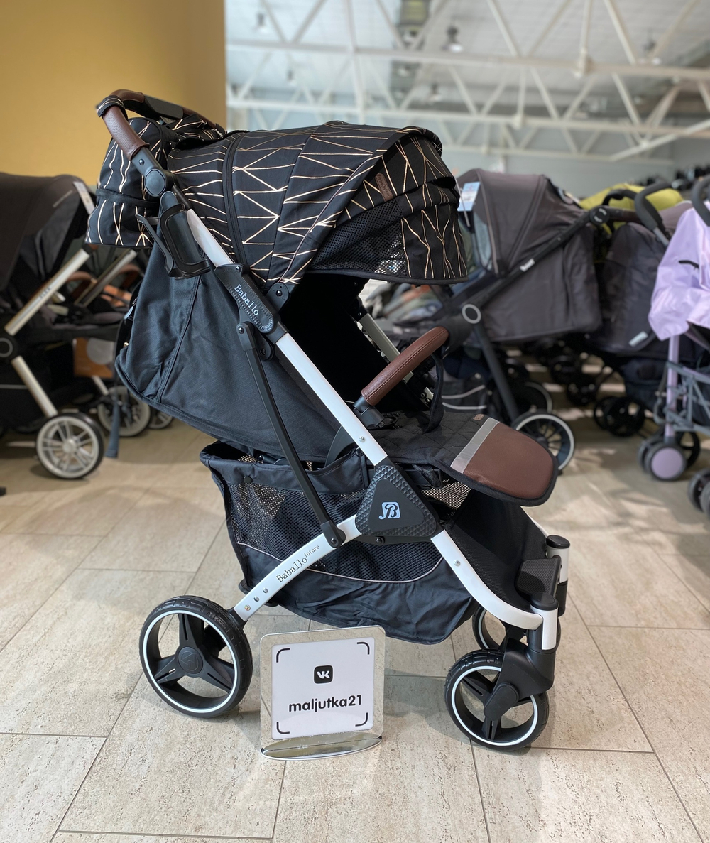 Коляска прогулочная Babalo 2023 Золотая полоска белая рама