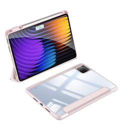 Чехол книжка розового цвета от Dux Ducis для Xiaomi Pad 7 и 7 Pro, серия Toby Series Case, с функцией пробуждения и сна
