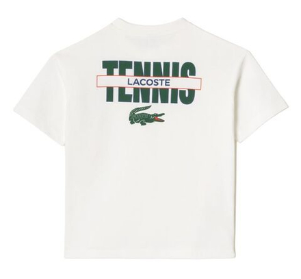 Детская теннисная футболка Lacoste Cotton Back and Front Print T-shirt - white