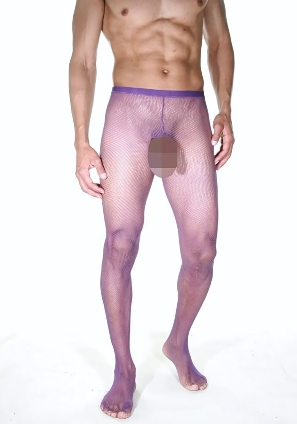 Мужские фиолетовые колготы с полностью открытыми ягодицами (Размер: L-XL) (Цвет: фиолетовый)