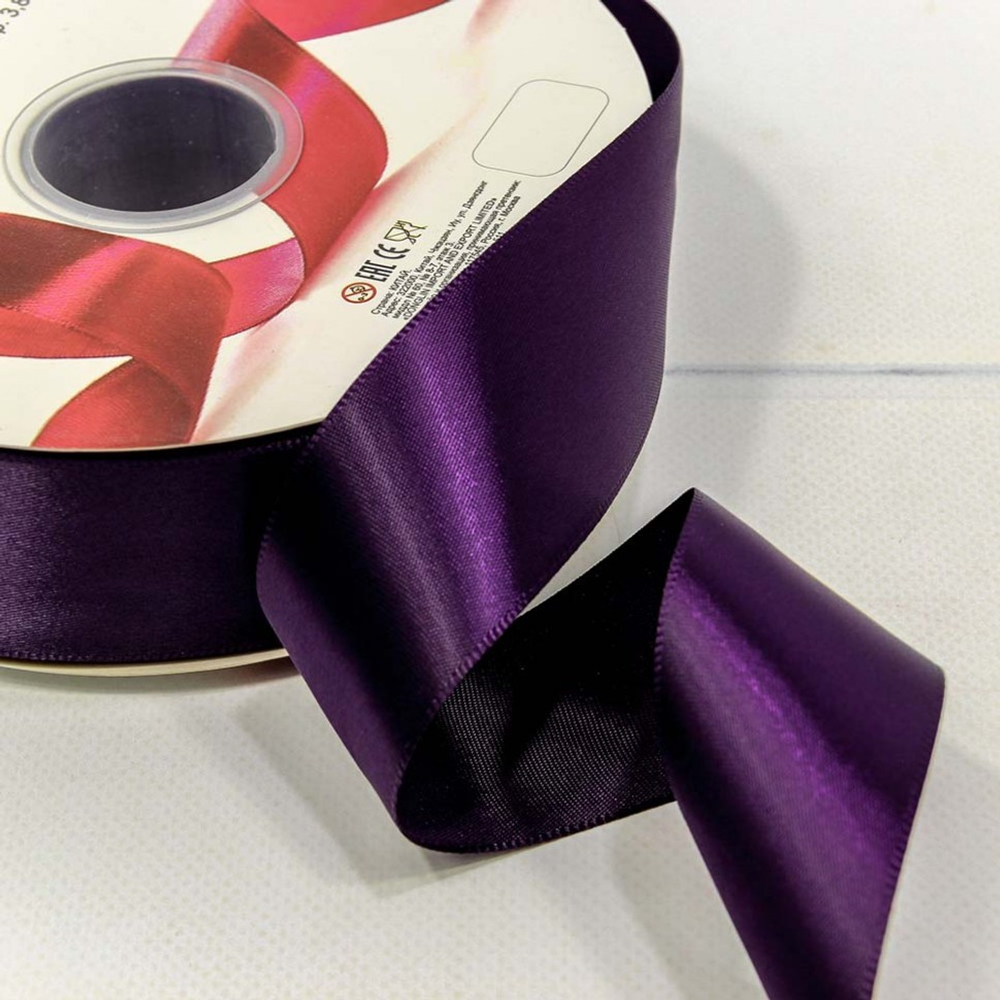 Лента Атласная 3,8см х 110м Полиэстер класс А (Фиолетовый)