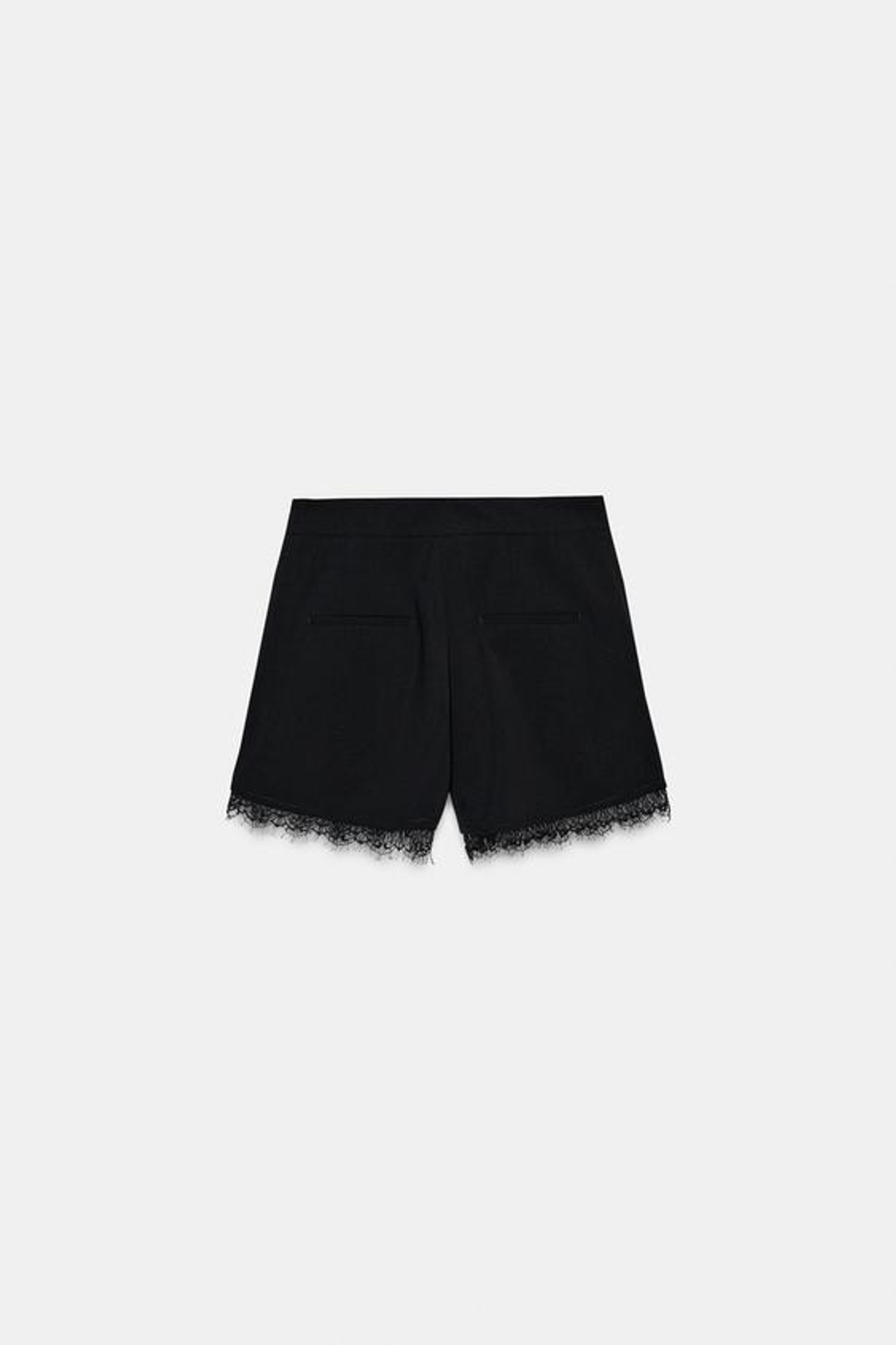 ZARA ШОРТЫ-БЕРМУДЫ С КРУЖЕВОМ, ЧЕРНЫЙ