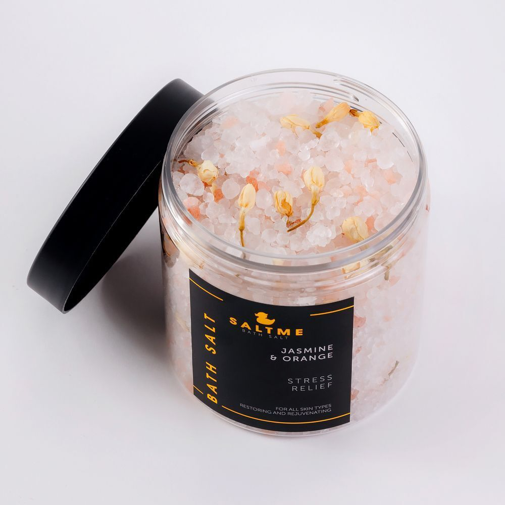 SALTME Соль для ванны с натуральным эфирным маслом Жасмин & апельсин, 500 г/морская/в подарок маме, сестре, подруге