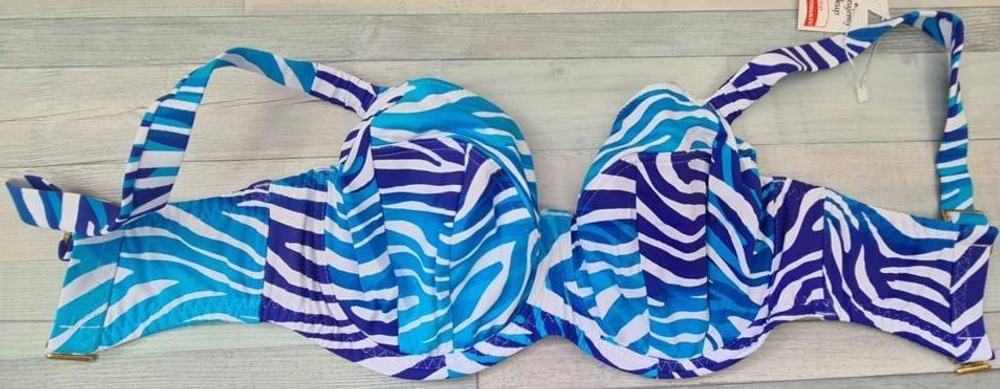 Купальный лиф с цветными полосками зебры (Размер: 65K) (Цвет: белый с синим)