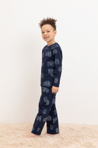 К 1635/морской синий,дорожная техника пижама детская