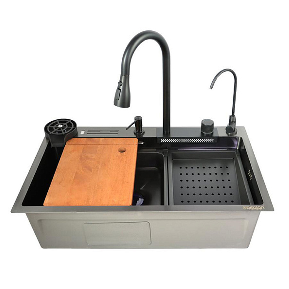 Кухонная мойка премиум  черный KN754508 Dikalan SUS-304; Размер 750*460*220; Цвет - чёрный