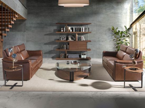 Стеллаж CP1711 /3072 ореховый с полками из стекла