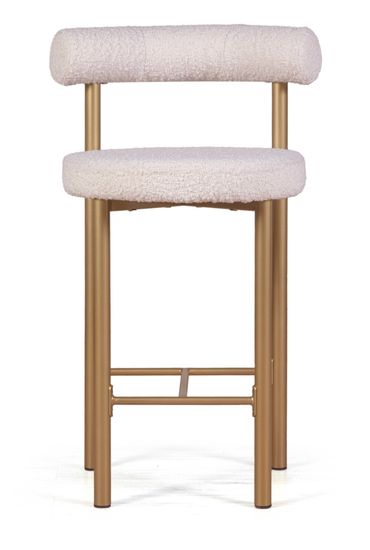 Стул полубарный BIGGI, букле белый, опоры золото