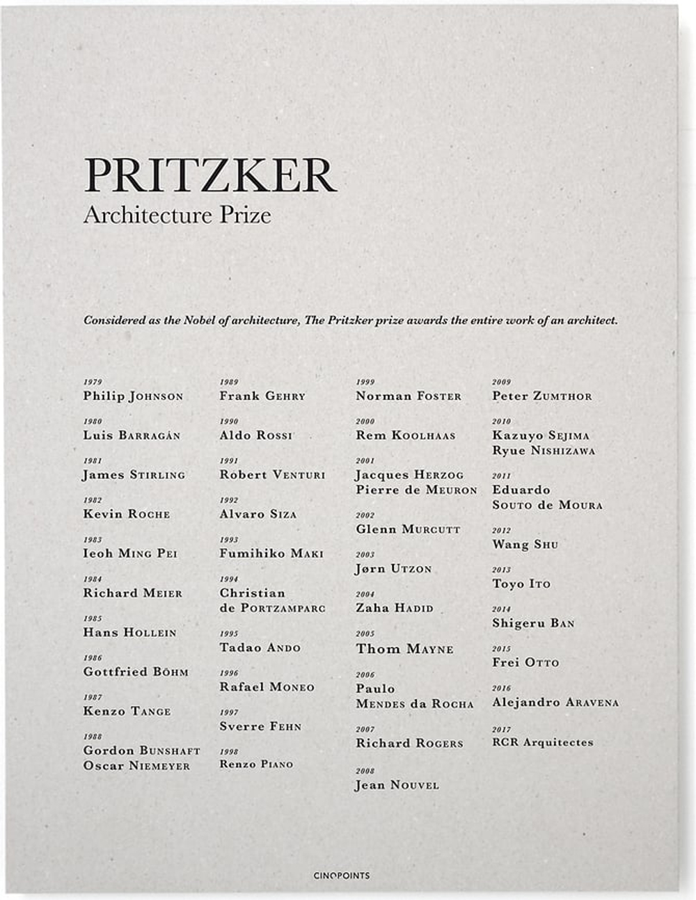 Панно Cinqpoints Pritzker Prize, бумага, 40 30 см