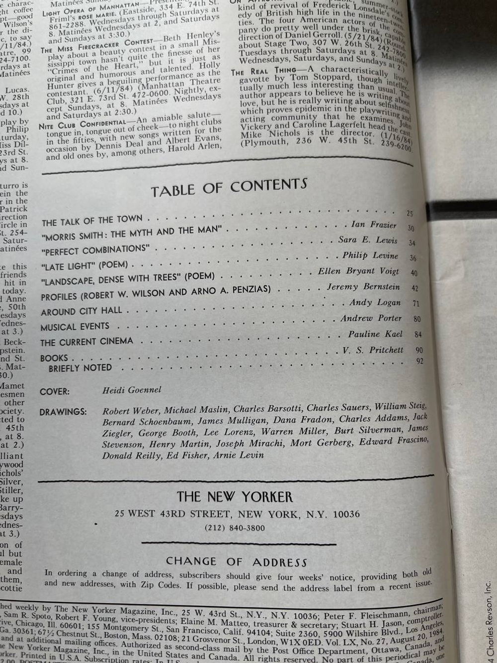 Журнал The New Yorker 20-08-1984