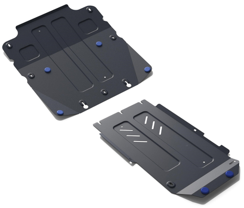 Защита картера, КПП и РК Rival для Genesis G70 (V - 2.0T) 4WD 2018-2021 2021-н.в./Kia Stinger (V - 2.0T; 3.3T) 4WD 2017-н.в., сталь 1.8 мм, 2 части , с крепежом, штампованная, K111.2841.1