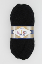 Пряжа "Angora real 40" 60 чёрный
