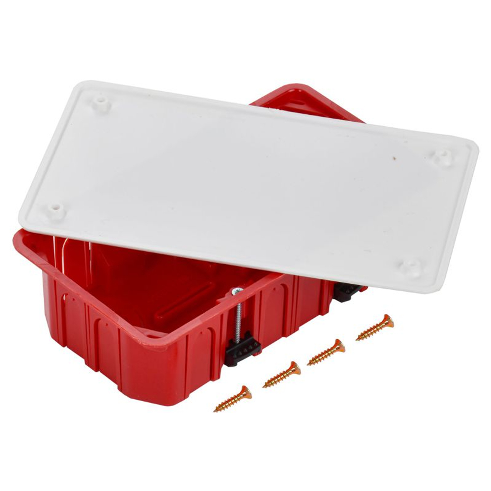 Коробка распаячная СП 172х96х45 КМ41026 для полых стен (с саморезами пластиковые лапки с крышкой) IEK UKG11-172-096-045-P