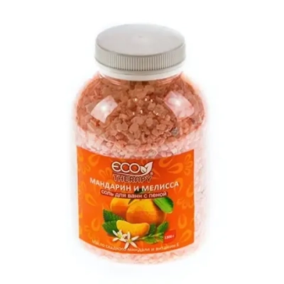 Соль для ванн с пеной ЭКОТЕРАПИЯ Мандарин и мелисса 1,3кг
