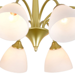 Люстра на штанге 8х60Вт Е27, металл/стекло, золото/белый матовый