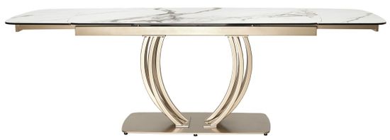 Стол MALTA 160 KL-188 Контрастный мрамор матовый, итальянская керамика/ каркас цвета шампань