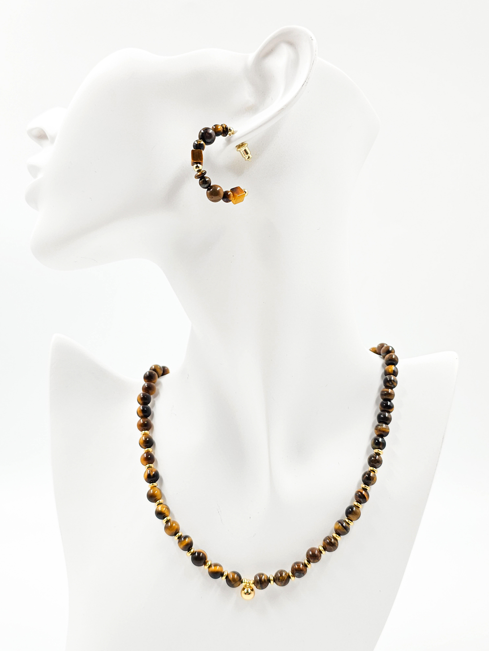 Серьги женские из камня тигровый глаз