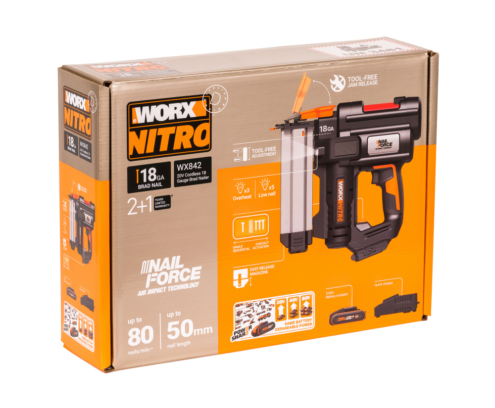 Аккумуляторный гвоздезабивной пистолет WORX WX842